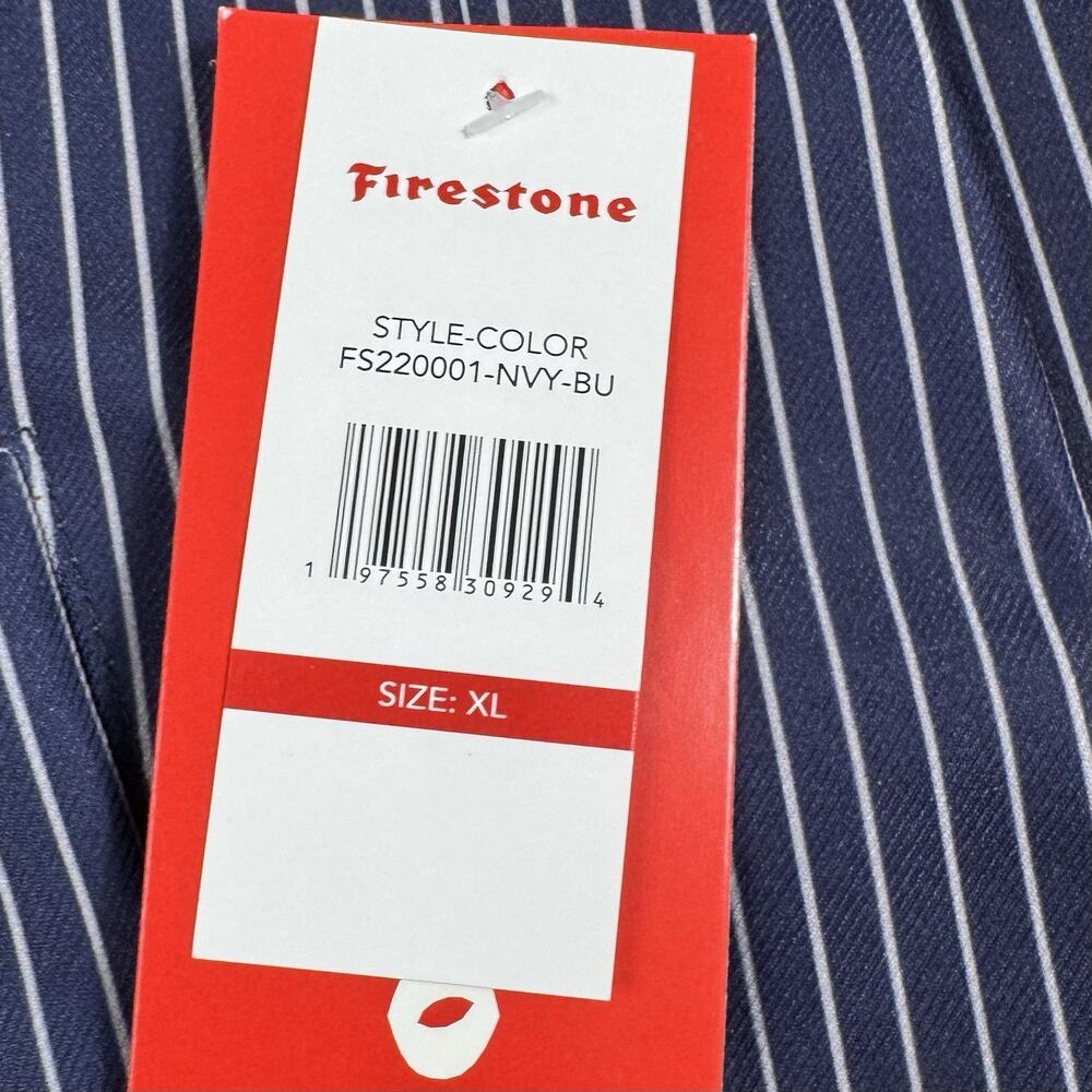 Firestone Work Jacket XL Navy Pinstripe Zip Mechanic Shop Racing NWT - Picture 7 of 16